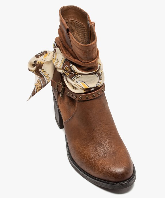 Boots femme à talon avec foulard et brides décoratives vue5 - GEMO(URBAIN) - GEMO