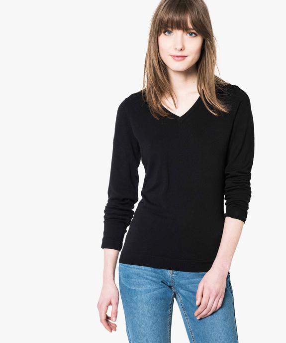 Pull fin à manches longues et col V vue1 - GEMO(FEMME PAP) - GEMO