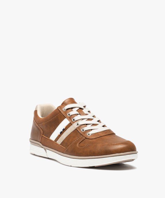 Baskets homme style chic dessus grainé uni à lacets vue3 - GEMO (CASUAL) - GEMO