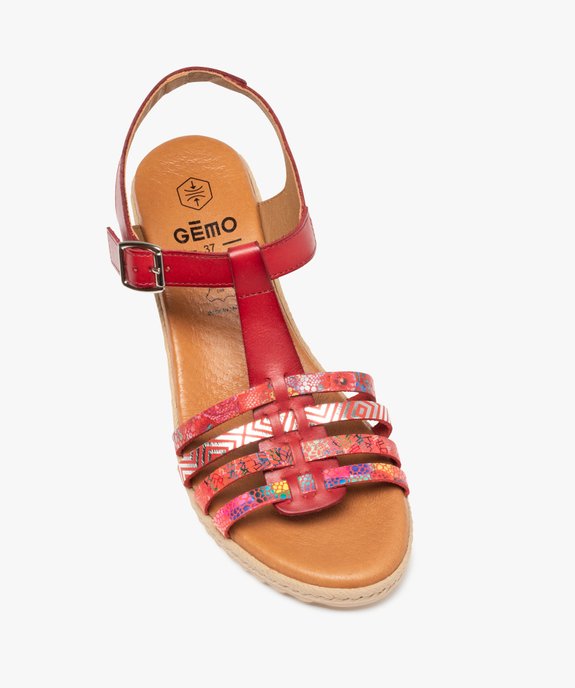 Sandales femme compensées dessus cuir multicolore vue5 - GEMO(URBAIN) - GEMO