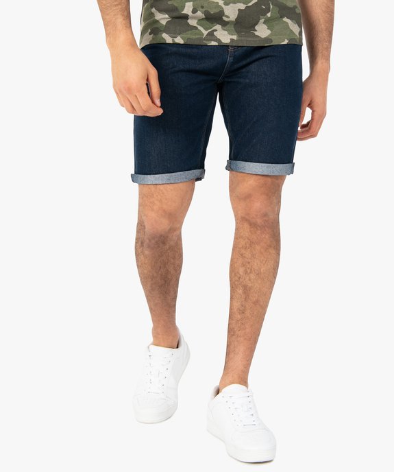 Bermuda en jean homme coupe droite vue1 - GEMO (HOMME) - GEMO