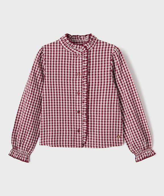 Chemise à motif vichy avec col victorien fille - LuluCastagnette vue1 - LULUCASTAGNETTE - GEMO