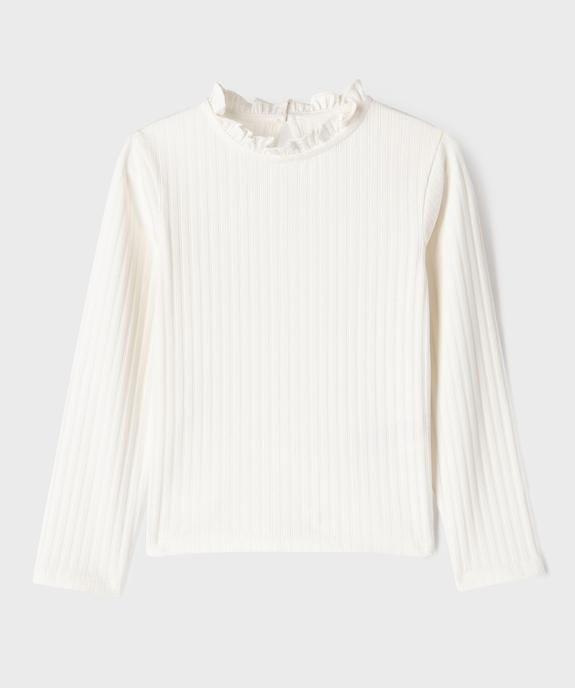 Tee-shirt manches longues avec col rond froncé fille vue1 - GEMO 4G FILLE - GEMO