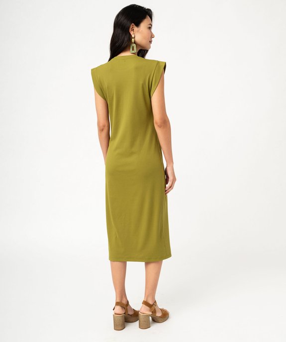 Robe midi sans manches en maille côtelée stretch femme vue3 - GEMO(FEMME PAP) - GEMO