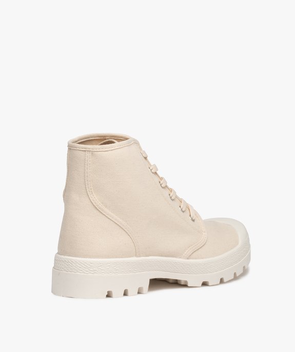 Baskets homme montantes en toile et semelle crantée vue4 - GEMO (CASUAL) - GEMO