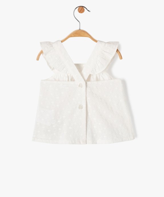 Blouse bébé fille en dentelle anglaise à bretelles volantées croisées - LuluCastagnette vue4 - LULUCASTAGNETTE - GEMO