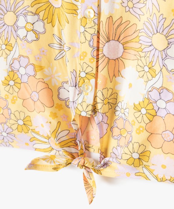 Chemise fille à manches courtes et motifs fleuris vue2 - GEMO 4G FILLE - GEMO