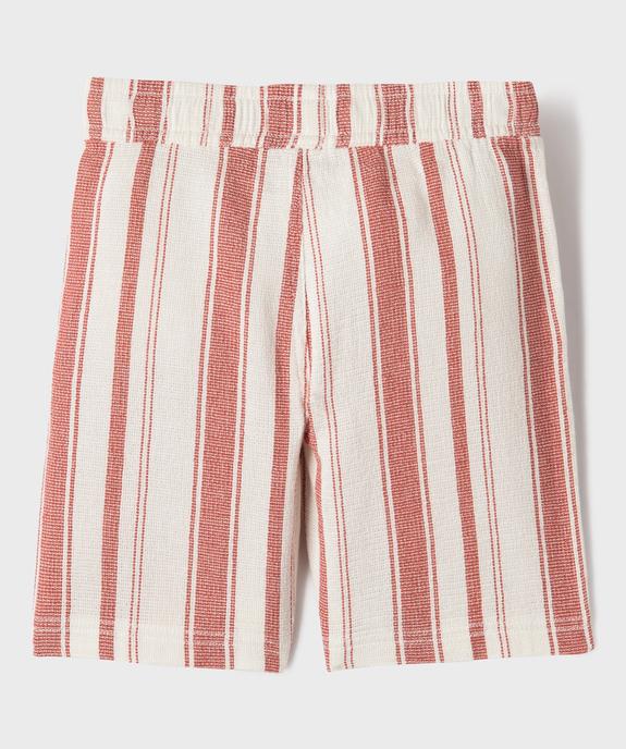 Bermuda large en coton tissé rayé à taille élastiquée garçon vue3 - GEMO 4G GARCON - GEMO