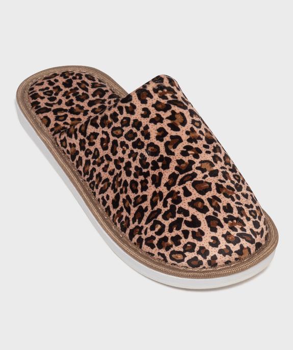 Chaussons mules en velours à motif léopard femme vue5 - GEMO(HOMWR FEM) - GEMO