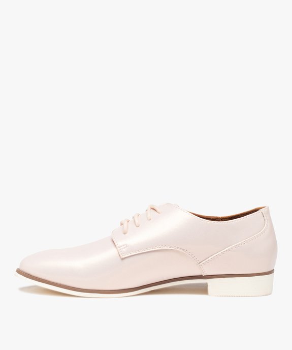 Derbies femme unis dessus brillant avec semelle fine bicolore vue4 - GEMO (CASUAL) - GEMO