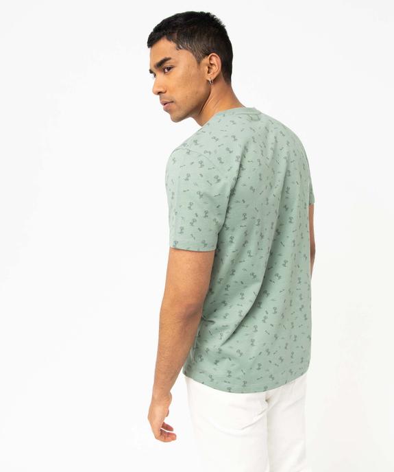 Tee-shirt homme manches courtes à micro motifs palmiers vue3 - GEMO (HOMME) - GEMO