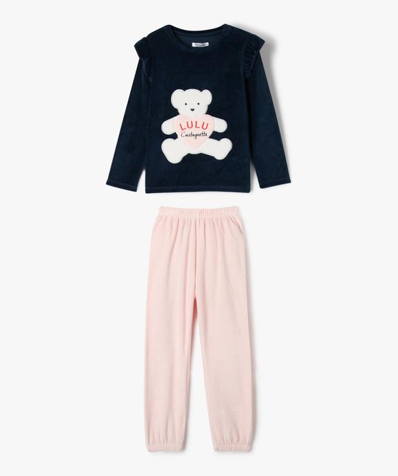 Pyjama en velours avec motif ourson fille - LuluCastagnette vue1 - LULUCASTAGNETTE - GEMO