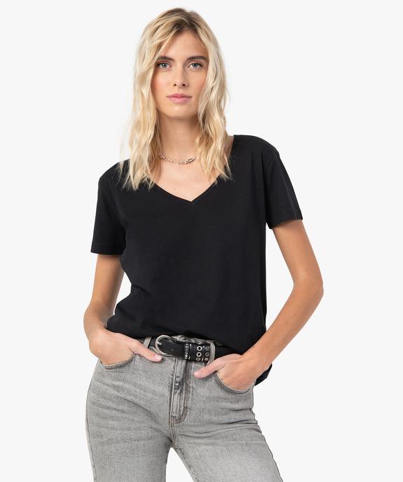 Tee-shirt femme à col V et manches courtes vue2 - GEMO(FEMME PAP) - GEMO