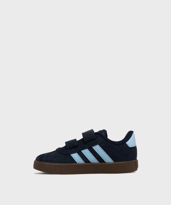 Baskets VL Court 3.0 dessus cuir velours fermeture scratch garçon - Adidas vue3 - ADIDAS - GEMO