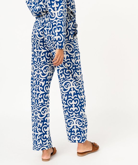 Pantalon large imprimé avec taille élastique femme vue3 - GEMO(FEMME PAP) - GEMO