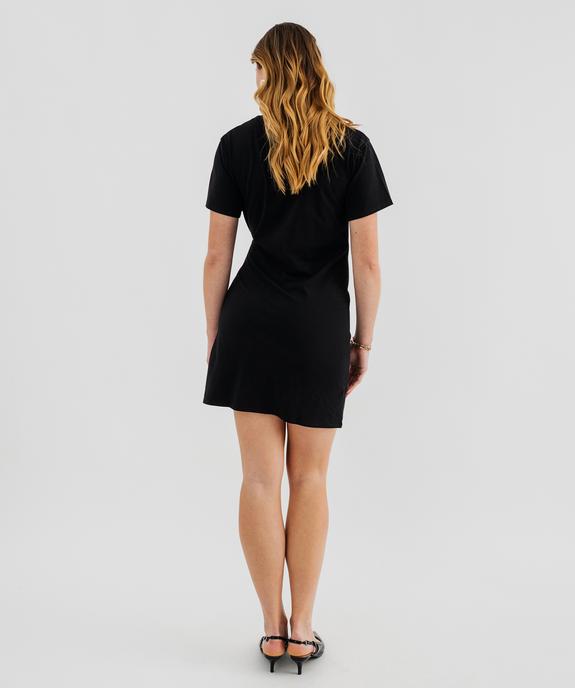 Robe tee-shirt courte à manches courtes avec effet plissé femme vue3 - GEMO 4G FEMME - GEMO