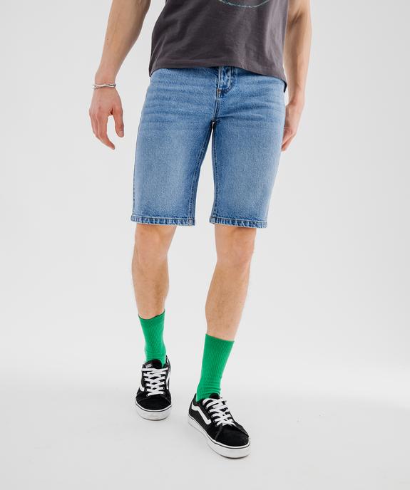 Bermuda en jean extensible coupe straight homme vue1 - GEMO 4G HOMME - GEMO