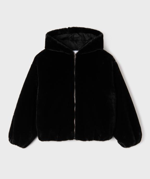 Blouson oversize en fourrure imitation à capuche fille vue1 - GEMO (JUNIOR) - GEMO