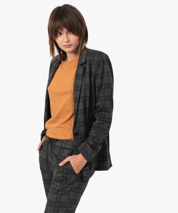 Veste femme à carreaux et col tailleur vue1 - GEMO(FEMME PAP) - GEMO