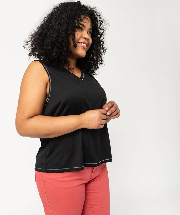 Débardeur fluide col V à détail brillant femme grande taille vue1 - GEMO 4G GT - GEMO