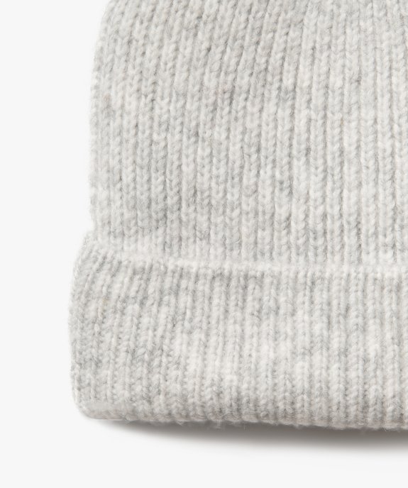 Bonnet en maille côtelée chinée à revers femme vue2 - GEMO (ACCESS) - GEMO