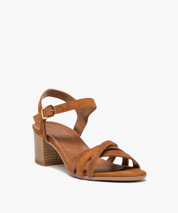 Sandales femme à talon dessus cuir retourné - Tanéo vue2 - TANEO - GEMO