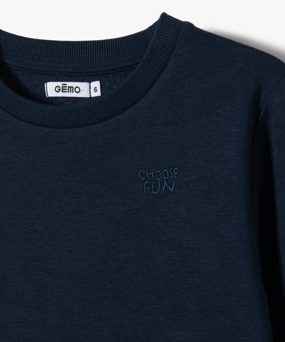 Sweat uni avec broderie poitrine garçon vue3 - GEMO (ENFANT) - GEMO