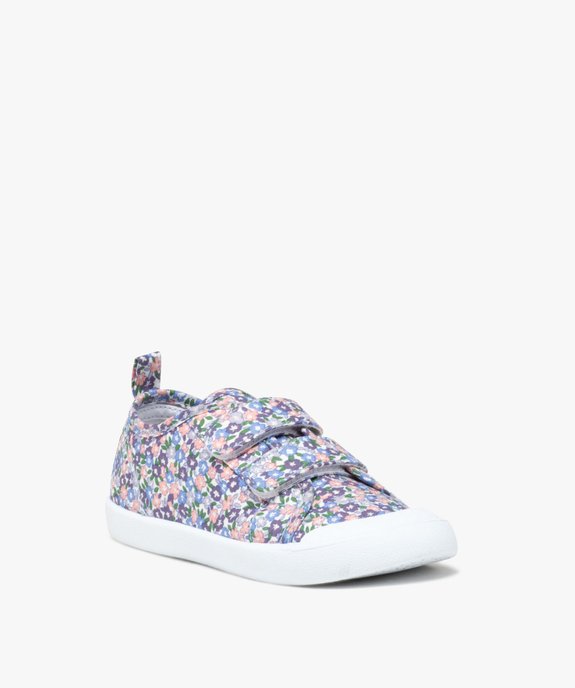 Baskets fille en toile fleurie avec double scratch vue2 - GEMO (ENFANT) - GEMO