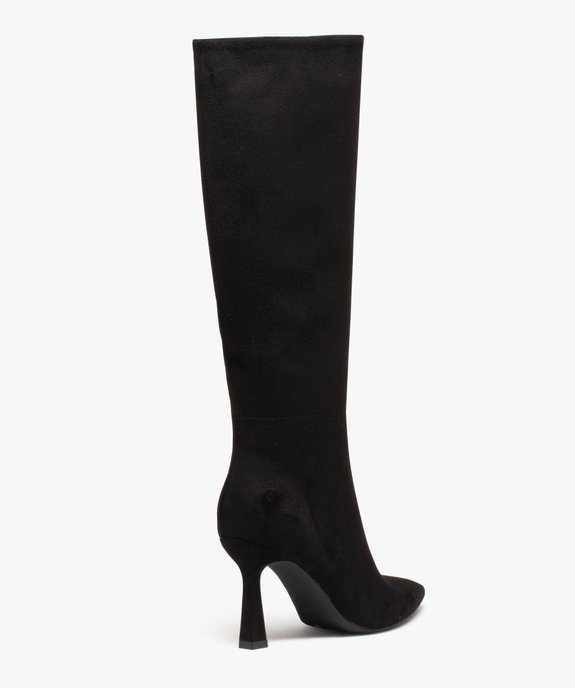 Bottes femme à talon fin en suédine unie avec bout pointu vue4 - GEMO(URBAIN) - GEMO