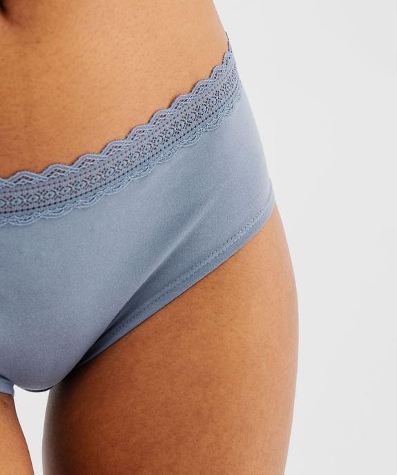 Shorty uni en coton stretch avec ceinture en dentelle femme (lot de 2) vue3 - GEMO 4G FEMME - GEMO