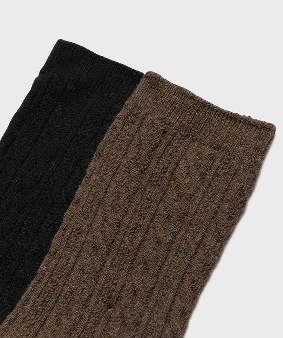 Chaussettes hautes en maille torsadée femme (lot de 2) vue1 - GEMO(HOMWR FEM) - GEMO