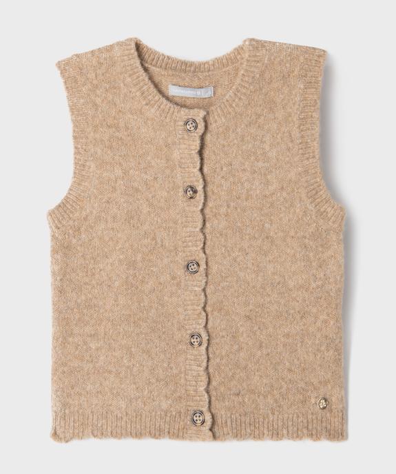 Gilet sans manches avec finitions dentelées fille - LuluCastagnette vue1 - LULUCASTAGNETTE - GEMO