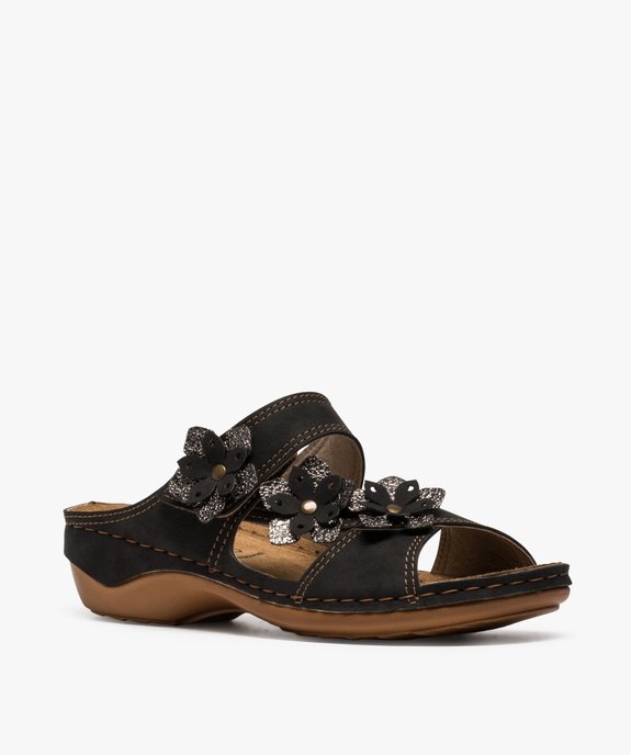 Mules femme confort avec bride à fleurs en relief vue2 - GEMO (CONFORT) - GEMO