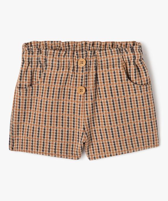 Short ample à carreaux en maille extensible bébé fille vue1 - GEMO(BEBE DEBT) - GEMO