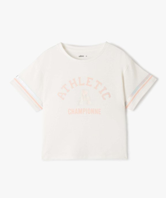 Tee-shirt fille oversize à manches courtes et motif irisé vue1 - GEMO (ENFANT) - GEMO