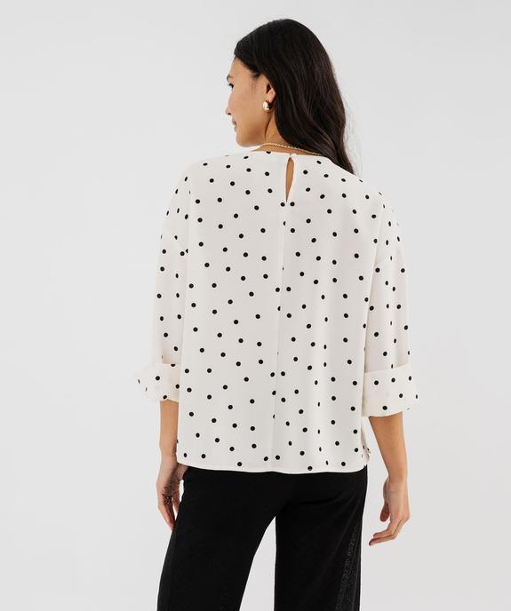 Blouse manches 3/4 en maille fluide à pois femme  vue3 - GEMO 4G FEMME - GEMO