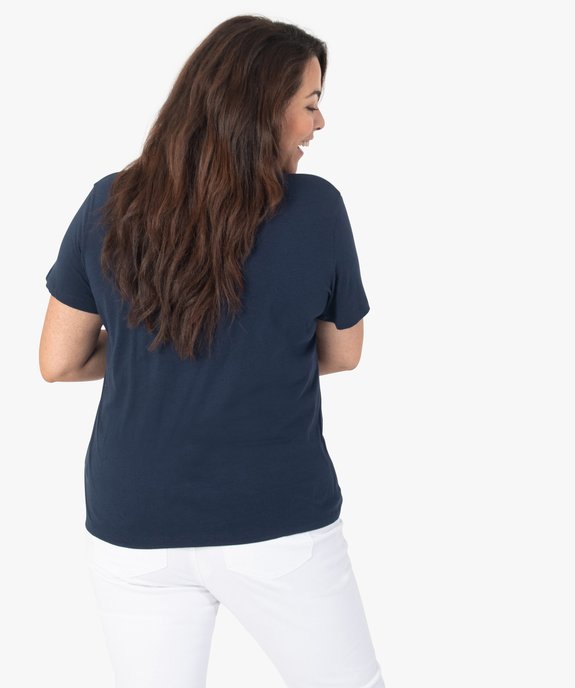 Tee-shirt femme grande taille à col V et manches courtes vue3 - GEMO (G TAILLE) - GEMO