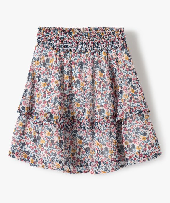 Jupe fille à motifs fleuris avec volants vue2 - GEMO (ENFANT) - GEMO