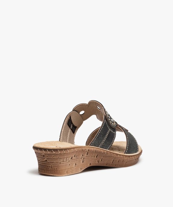 Mules femme confort à larges brides strass vue4 - GEMO (CONFORT) - GEMO