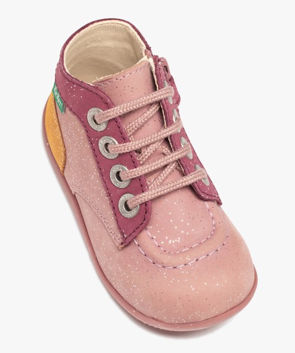 Bottillons premiers pas bébé fille en cuir Kickers vue5 - KICKERS - GEMO