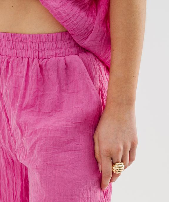 Pantalon large et fluide en fin tissu froissé femme vue4 - GEMO(FEMME PAP) - GEMO