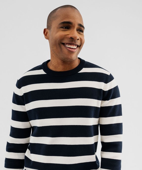  Pull rayé en coton homme vue2 - GEMO 4G HOMME - GEMO