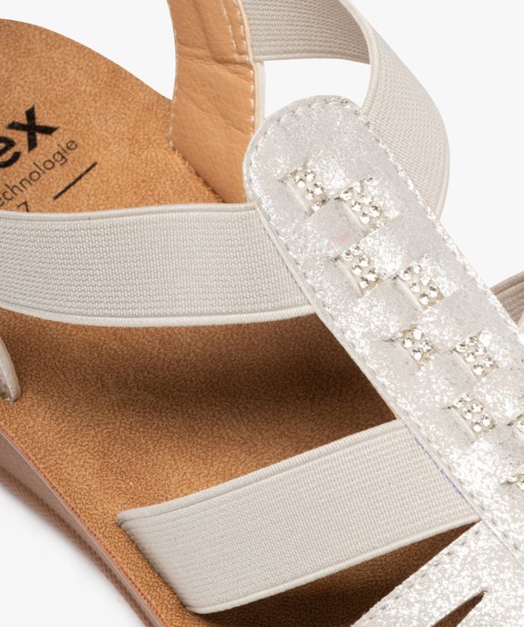 Sandales confort à talon compensé, brides élastiques et strass femme vue6 - G'FLEX - GEMO