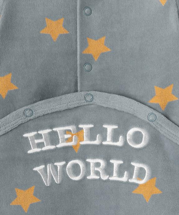 Pyjama en velours à pont-dos imprimé étoiles bébé vue2 - GEMO 4G BEBE - GEMO