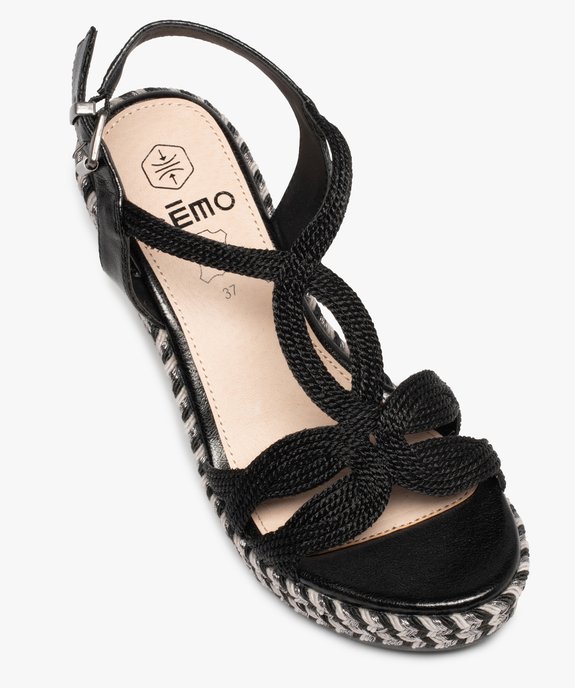 Sandales femme à talon compensé et brides en cordelette vue5 - GEMO(URBAIN) - GEMO
