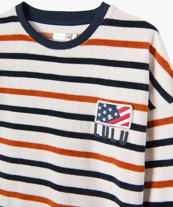 Pyjama en velours avec haut rayé garçon - LuluCastagnette vue3 - LULUCASTAGNETTE - GEMO