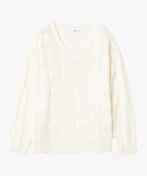 Pull femme grande taille en maille ajourée fantaisie et col V vue5 - GEMO (G TAILLE) - GEMO