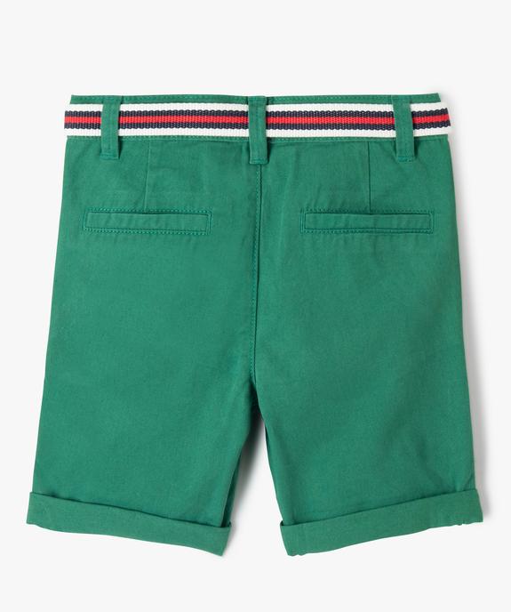 Bermuda en coton avec ceinture tricolore garçon vue3 - GEMO 4G GARCON - GEMO