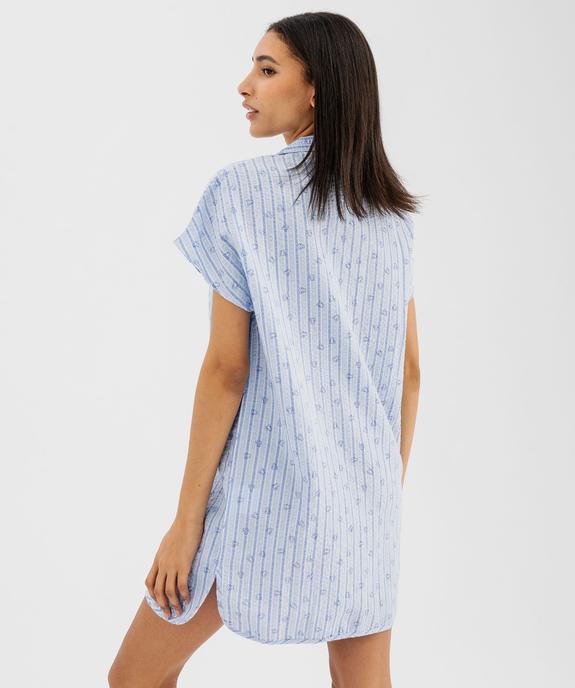 Chemise de nuit liquette à manches courtes femme - LuluCastagnette  vue3 - LULUCASTAGNETTE - GEMO