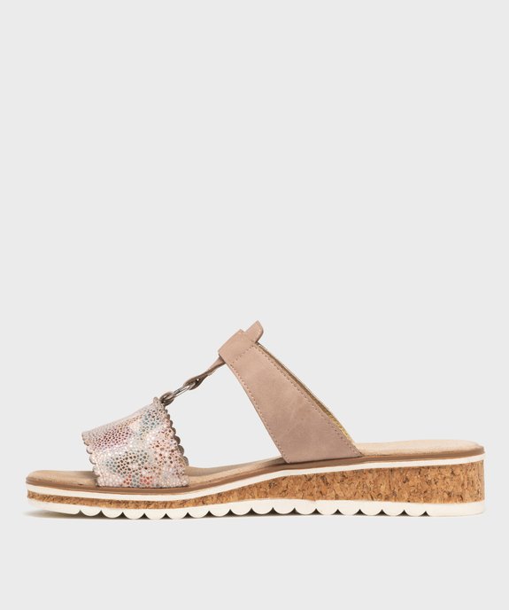 Mules confort à talon compensé et bride scratch femme vue3 - SOFTRELAX - GEMO